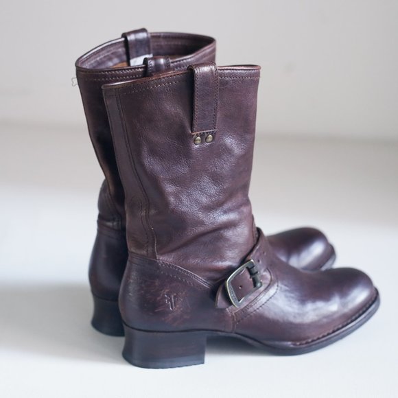 Frye Brown Leather Chestnut Classic Pull on Bootie - Picture 3 of 12